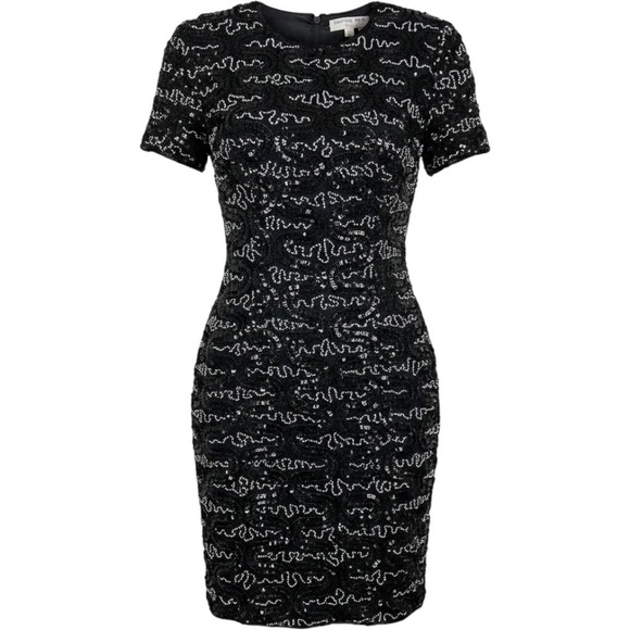 Adrianna Papell Dresses & Skirts - Adrianna Papell Evening Dress Womens 4 Black Sequin Beaded Keyhole Back Cocktail